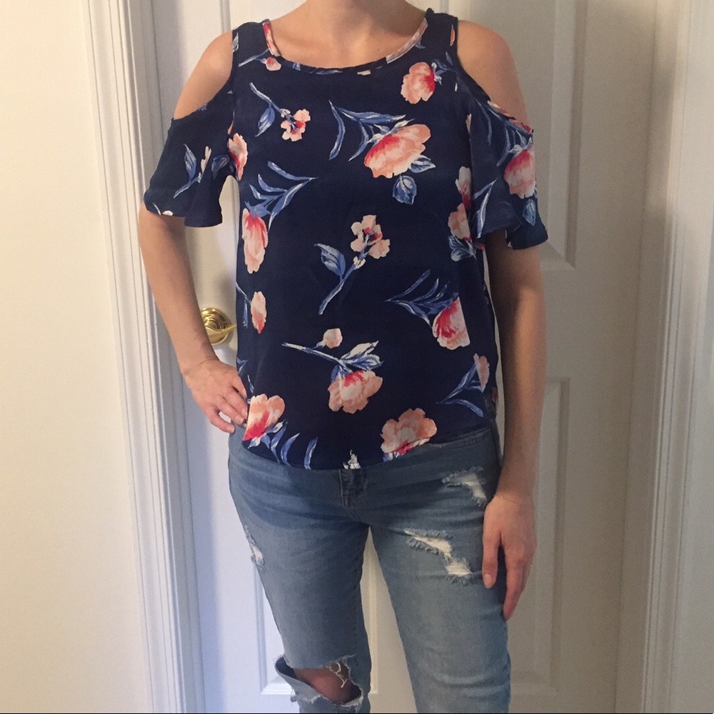 Floral satin blouse